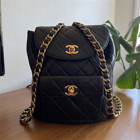 chanel black canvas backpack|vintage Chanel backpack.